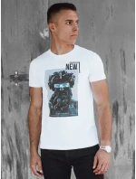 Pánske bavlnené tričko s potlačou biele FashionStreet RX5537 Pánske bavlnené tričko s potlačou biele FashionStreet RX5537
