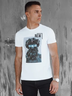 Pánske biele tričko s potlačou FashionStreet RX5537