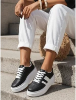 Dámske kožené tenisky na platforme čierne FashionStreet ZY1395