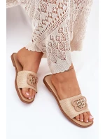 Płaskie Klapki Damskie Z Ozdobnym Detalem Beżowe Nenitta