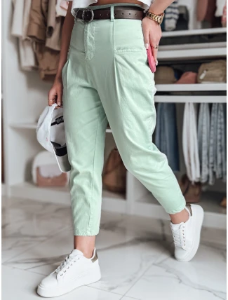 Dámske bavlnené nohavice CHINOSKA mint FashionStreet UY2555 Dámske bavlnené nohavice CHINOSKA mint FashionStreet UY2555
