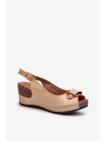 Damskie Lekkie Sandały Na Koturnie Comfort Shoes Beżowe Efravia