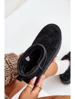 Skórzane Zamszowe Śniegowce Na Platformie Czarne Nereviana