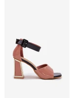 Lakierowane Sandały Damskie Na Słupku Vinceza 20266 Różowe