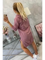 Šaty s kapucňou a dlhším chrbtom tmavo ružové