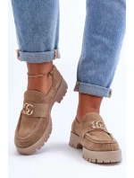 Damskie Półbuty Zamszowe Z Ozdobą Beżowe Rosefalls