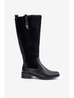 Damskie Ocieplane Kozaki Przed Kolano Na Zamek Czarne Ivasira