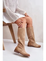 Zamszowe Kozaki Damskie Do Połowy Łydki Na Zamek Lewski 3616 Beżowe Zamszowe Kozaki Damskie Do Połowy Łydki Na Zamek Lewski 3616 Beżowe