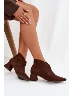 Dámské kotníkové boty na klínu s prošitím čokoládové Darlisse