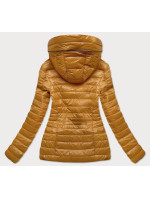 Prešívaná bunda v horčicovej farbe s kapucňou (6366)
