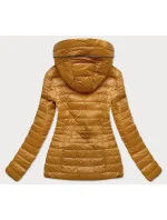 Prešívaná bunda v horčicovej farbe s kapucňou (6366)