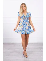 Kvetinové šaty s výstrihom do V modrej