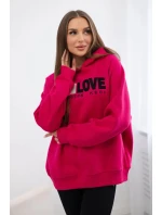 Zateplená bavlnená mikina s kapucňou Love fuchsia Zateplená bavlnená mikina s kapucňou Love fuchsia