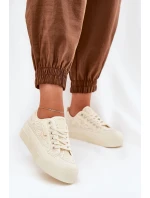 Koronkowe Trampki Damskie Big Star RR274746 Beżowe