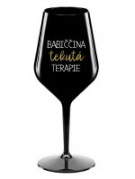 BABIČČINA TEKUTÁ TERAPIE - černá nerozbitná sklenice na víno 470 ml