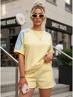 Dámsky viskózový set s motýľom a šortkami žltý FashionStreet AY1181