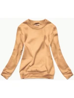 Dámska rebrovaná mikina s golierom v nude farbe (W01-160) Dámska rebrovaná mikina s golierom v nude farbe (W01-160)