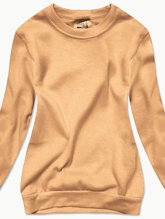 Dámska rebrovaná mikina s golierom v nude farbe (W01-160)