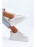 Damskie Skórzane Sneakersy Na Platformie CheBello 4367 Białe