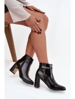 Lakované kozačky na podpatku s páskem černé Dorelia