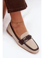 Dámske mokasíny Loafers s ozdobným prvkom, hnedo-béžové, Evelora Dámske mokasíny Loafers s ozdobným prvkom, hnedo-béžové, Evelora