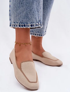 Dámské mokasíny z textilu Ploché Béžové Selisa