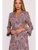 M877 Šaty s potlačou a širokými manžetami - model 2