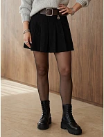 Dámske nohavice s klopou z manšestru s opaskom, čierne, FashionStreet SY0603 Dámske nohavice s klopou z manšestru s opaskom, čierne, FashionStreet SY0603