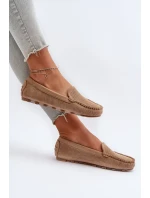 Damskie Zamszowe Mokasyny Ciemnobeżowe Ranica