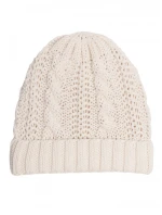 M897 Pletená káblová čiapka - ecru