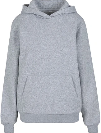 Build your Brand BY 289 Dámska mikina s kapucňou v oversize štýle „Fluffy“ 56.0289 melírovaná sivá
