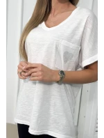 Bavlnená blúzka s vreckami biela