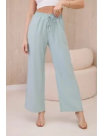 Viskózové nohavice so širokými nohavicami tmavej mentolovej farby Viskózové nohavice so širokými nohavicami tmavej mentolovej farby