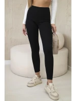 Dámske rebrované legíny s vysokým pásom čierne Dámske rebrované legíny s vysokým pásom čierne