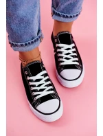 Damskie Klasyczne Trampki Czarne z Białą Podeszwą Omerta