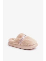 Papuče z umelej kožušiny s ozdobným remienkom béžová Savalithea