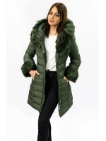 Dámska prešívaná zimná bunda s kapucňou khaki (w750-1) Dámska prešívaná zimná bunda s kapucňou khaki (w750-1)