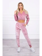 Velúrová súprava s nápisom Queen dark powder pink