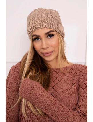 Fleecová čiapka Anna K238 tmavo béžová
