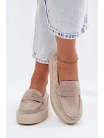 Mokasiny z přírodního semiše na platformě Vinceza Béžové