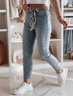 Dámske úzke džínsy s opaskom FLORENCIO modré FashionStreet UY2457