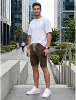 Pánske teplákové šortky so šnúrkou, hnedé, FashionStreet SX2628 Pánske teplákové šortky so šnúrkou, hnedé, FashionStreet SX2628