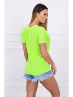 Blúzka s dámskou grafickou zelenou neónovou farbou Blúzka s dámskou grafickou zelenou neónovou farbou