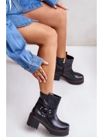Damskie Skórzane Botki Na Zamek Lewski 3435 Czarne