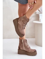 Zazoo 60499 Zamszowe Damskie Botki Na Platformie I Koturnie Ocieplane Beżowe Zazoo 60499 Zamszowe Damskie Botki Na Platformie I Koturnie Ocieplane Beżowe