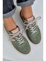 Zazoo N1068 Zamszowe Niskie Sneakersy Damskie Zielone