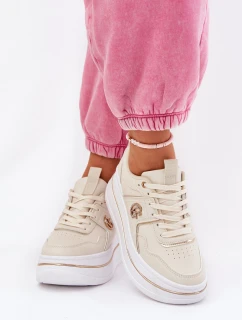 Damskie Buty Sportowe Na Platformie Beżowe Caldeno