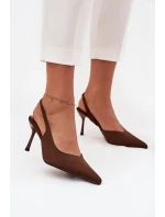 Szpilki Z Odkrytymi Piętami Czekoladowe Lenira