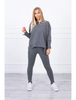 Súprava s oversize blúzkou v grafitovej farbe Súprava s oversize blúzkou v grafitovej farbe