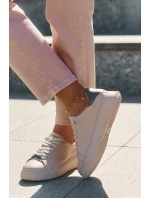 Sneakersy Damskie Z Eko Skóry Big Star RR274259 Beżowe